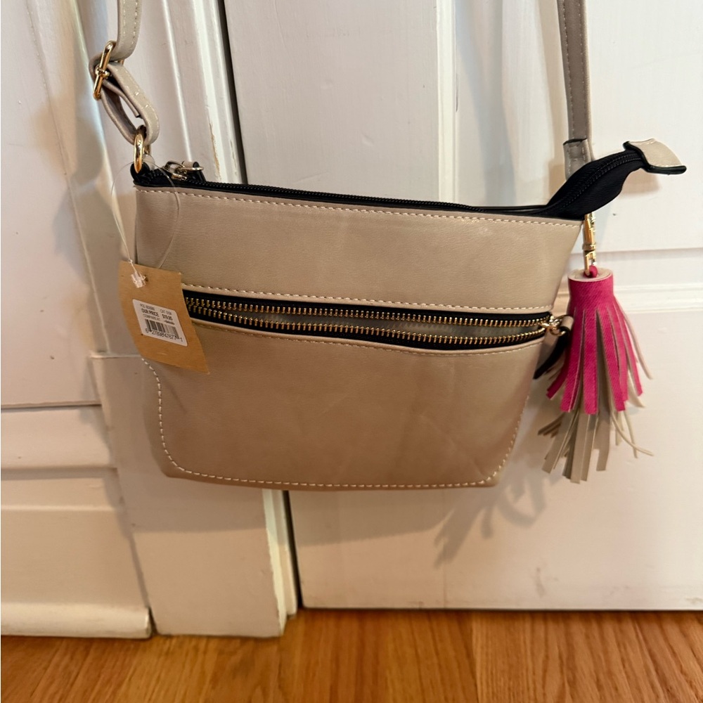 NWT Mix No. 6 Light Gray Crossbody Purse with Tassel